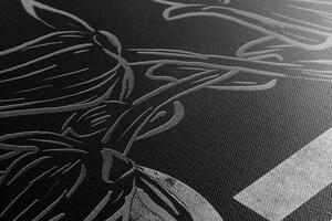 Obraz etno květy v černobílém provedení Varianta: 60x40
