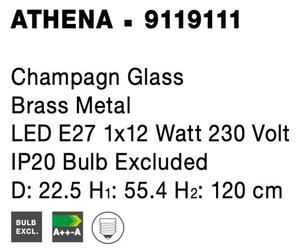 Nova Luce Závěsné svítidlo ATHENA šampaň sklo mosazný kov E27 1x12W