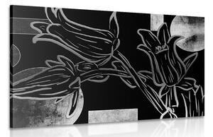 Obraz etno květy v černobílém provedení Varianta: 120x80