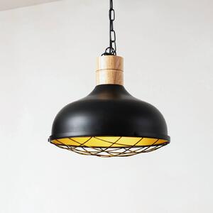 Závěsné svítidlo Lindby Olbi, černá barva, gumový strom, délka 41,5 cm