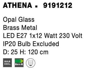 Nova Luce Závěsné svítidlo ATHENA opálové sklo mosazný kov E27 1x12W