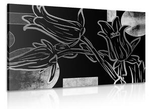 Obraz etno květy v černobílém provedení Varianta: 60x40