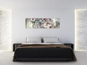 Obraz květin na dřevěném kole (170x50 cm)