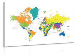 Obraz barevná mapa světa na bílém pozadí Varianta: 60x40