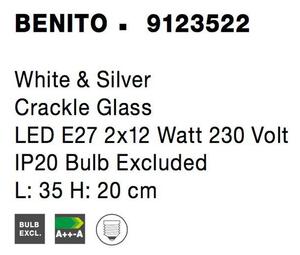 Nova Luce Nástěnné svítidlo BENITO bílá a zlatá ozdobné sklo E27 2x12W