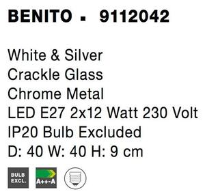 Nova Luce Stropní svítidlo BENITO bílá a stříbrná ozdobné sklo chromovaný kov E27 2x12W