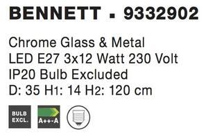 Nova Luce Závěsné svítidlo BENNETT chromové sklo a kov E27 3x12W