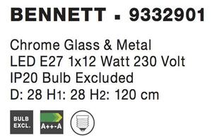 Nova Luce Závěsné svítidlo BENNETT chromové sklo a kov E27 1x12W