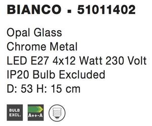 Nova Luce Stropní svítidlo BIANCO opálové sklo chromovaný kov E27 4x12W