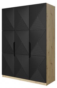 Skříň Asha 150 cm - dub artisan / černý mat / černé kovové úchytky