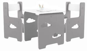WoodStar Designový dětský stolek a židle WoodCloud 3v1 Barva: šedá