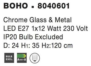 Nova Luce Závěsné svítidlo BOHO chromové sklo a kov E27 1x12W