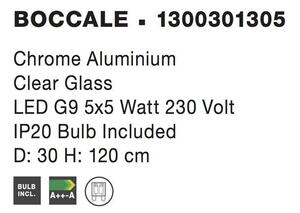 Nova Luce Závěsné svítidlo BOCCALE chromovaný hliník čiré sklo G9 5x5W vč. žárovky