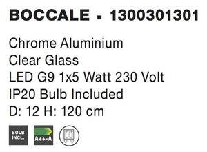 Nova Luce Závěsné svítidlo BOCCALE chromovaný hliník čiré sklo G9 1x5W vč. žárovky