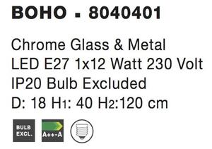 Nova Luce Závěsné svítidlo BOHO chromové sklo a kov E27 1x40W