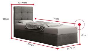 Čalouněná jednolůžková postel DOUBLE 2, Cosmic100, 90x200