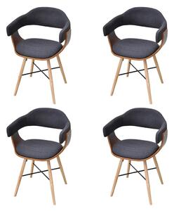 Jídelní židle Dotsero - 4 ks - z ohýbaného dřeva a látkovým čalouněním