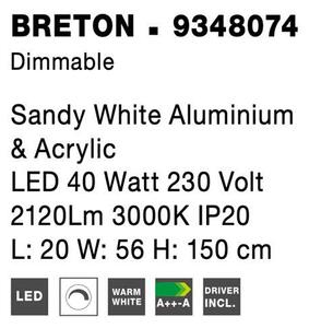 Nova Luce Stojací lampa BRETON bílá hliník a akryl LED 40W 3000K stmívatelné