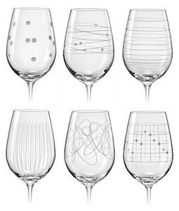 Crystalex Set designových sklenic na víno ELEMENTS 6 kusů, čirá, 6 dekorů, 450 ml