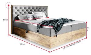 Manželská postel HAZEL + topper, 120x200, dub lancelot/faro 6