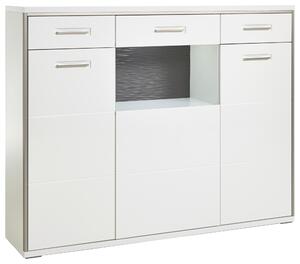 VYSOKÁ KOMODA, šedá, barvy stříbra, bílá, vysoce lesklá bílá, 153/121/45 cm Livetastic - Online Only obývací stěny, Online Only