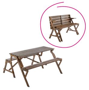 KONDELA Zahradní stůl/lavička, 2v1, hnědá, ZAGIR