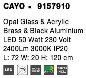 Nova Luce Závěsné svítidlo CAYO opálové sklo a akryl mosaz a černý hliník LED 50W 3000K