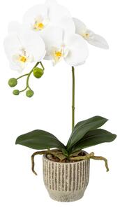 Gasper Umělá květina Orchidej v keramickém květináči 36 cm, bílá