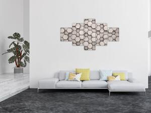 Obraz - Hexagony v betonovém designu (125x70 cm)