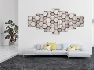Obraz - Hexagony v betonovém designu (210x100 cm)