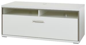 KOMODA POD TELEVIZI, šedá, barvy stříbra, bílá, vysoce lesklá bílá, 124/51/52 cm Livetastic - Online Only obývací stěny, Online Only