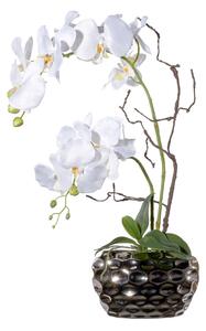Gasper Umělá květina Orchidej v oválné váze, bílá, 55 cm