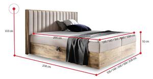 Manželská postel ELIE + topper, 120x200, dub lancelot/faro 5
