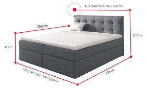Čalouněná postel boxspring NUMBER 1, 120x200, madryt 1100