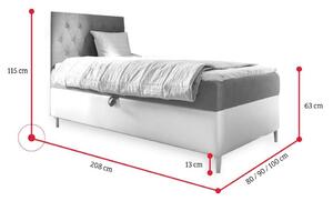 Čalouněná postel FILIP 1 + topper, 80x200, fresh 34, levá