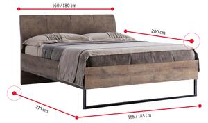 Manželská postel SEPTIMA + rošt, 180x200, dub frigate
