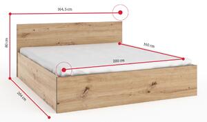 Manželská postel P13, 160x200, dub artisan