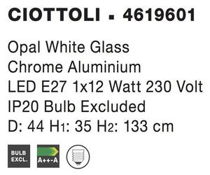 Nova Luce Závěsné svítidlo CIOTTOLI opálové bílé sklo chromovaný hliník E27 1x12W