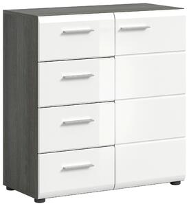 KOMODA, vysoce lesklá bílá, 80/85/37 cm MID.YOU, Online Only