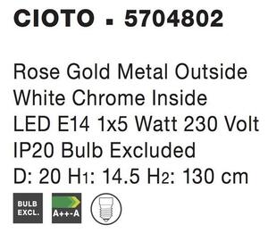 Nova Luce Závěsné svítidlo CIOTO kov růžové zlato venku bílá chrom uvnitř E14 1x5W