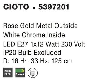 Nova Luce Závěsné svítidlo CIOTO kov růžové zlato venku bílá chrom uvnitř E27 1x5W