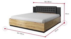 Manželská postel SIGMA + rošt, 180x200, artisan/černá
