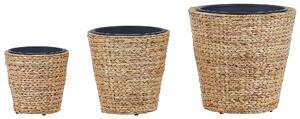 Sada 3 květináčů PLAKA Vodní hyacint 29/37/49 cm Přírodní