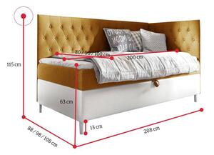 Čalouněná postel ESME 2 + topper, 80x200, fresh 34, levá