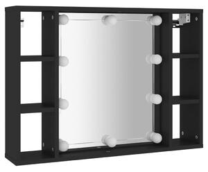 Zrcadlová skříňka s LED černá 76 x 15 x 55 cm