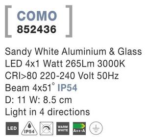 Nova Luce Venkovní nástěnné svítidlo COMO bílá hliník a sklo LED 4x1W 3000K 4x51st. IP54 světlo ve čtyřech směrech