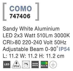Nova Luce Venkovní nástěnné svítidlo COMO bílá hliník LED 2x3W 3000K nastavitelný úhel 0-90st. IP54