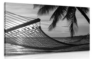 Obraz houpací síť na pláži v černobílém provedení Varianta: 120x80