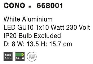 Nova Luce Bodové svítidlo CONO bílá hliník GU10 1x10W