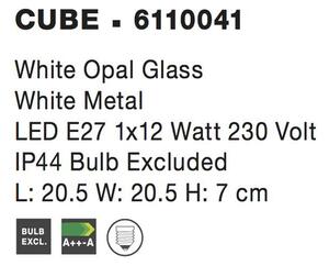 Nova Luce Stropní svítidlo CUBE IP44 bílé opálové sklo E27 1x12W